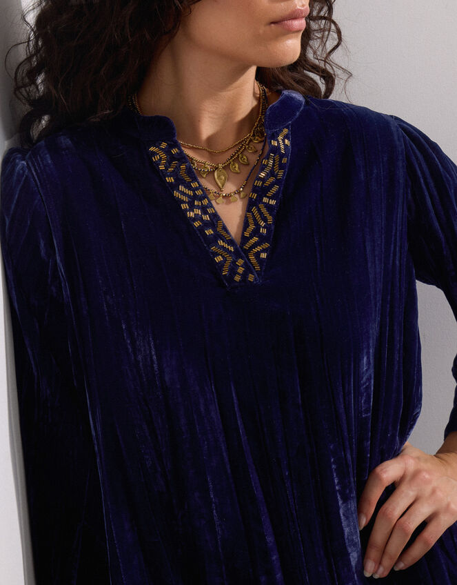 East Lorna Crinkle Velvet Top, Blue (NAVY), large