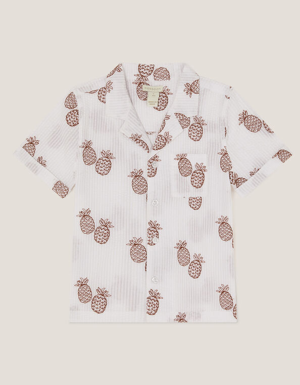 Pineapple Print Shirt, Cream (CREAM), large