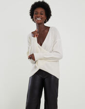 Sequin Ballet Wrap Jumper, Ivory (IVORY), large