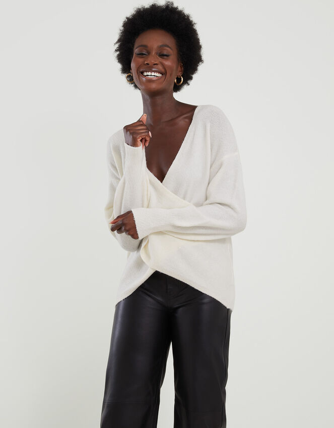 Sequin Ballet Wrap Jumper, Ivory (IVORY), large
