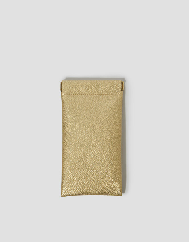 Soft Faux Leather Sunglasses Case, Gold (GOLD), large