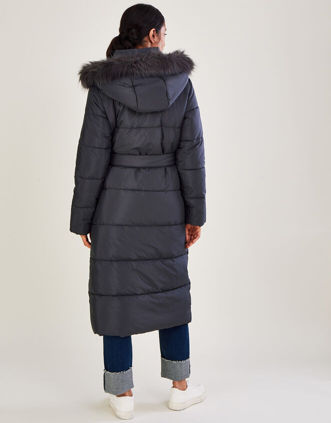Vera Vertical Stitch Padded Coat with Recycled Polyester, Grey (CHARCOAL), large