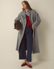 Elise Funnel Neck Wool Blend Coat, Grey (GREY), large