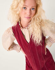 Hope Sleeveless A-Line Denim Midi Dress, Red (CHERRY), large