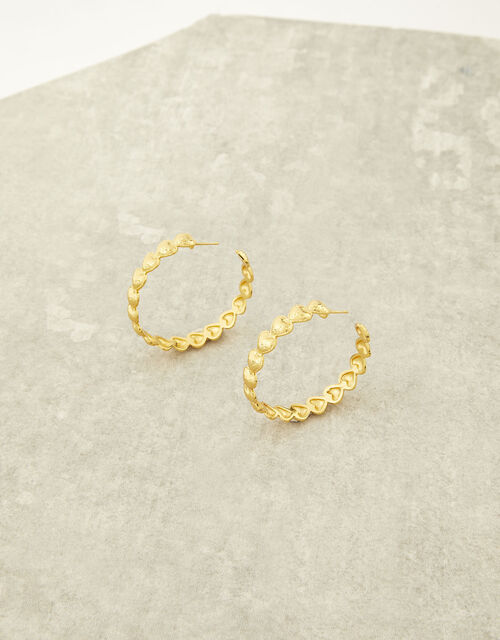 Gold-Plated Heart Hoop Earrings, , large