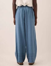 East Hetta Linen Tonal Embroidery Trousers, Blue (BLUE), large