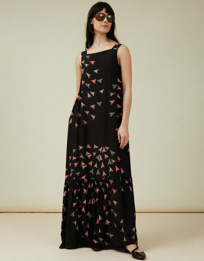 Tallulah and Hope Geometric Maxi Dress, Black (BLACK), large