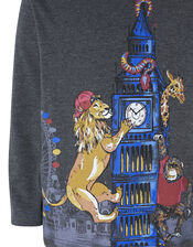 London Animal Long Sleeve T-Shirt, Grey (CHARCOAL), large