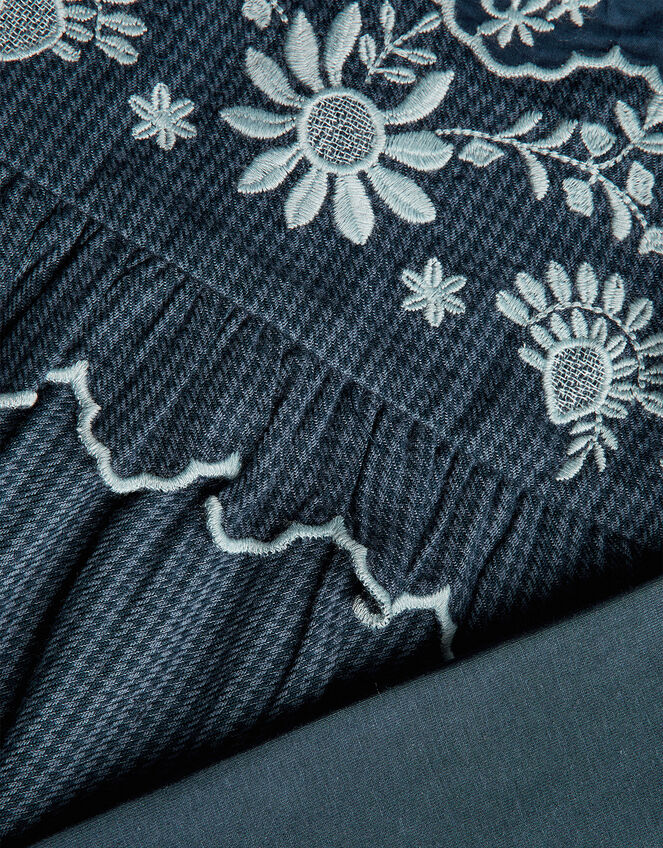 Baby Embroidered Blouse and Leggings Set, Blue (NAVY), large