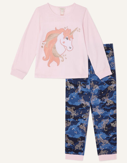 Nova Midnight Unicorn Pyjama Set, Blue (NAVY), large