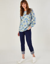 Button Back Detail Printed Jumper , Blue (BLUE), large