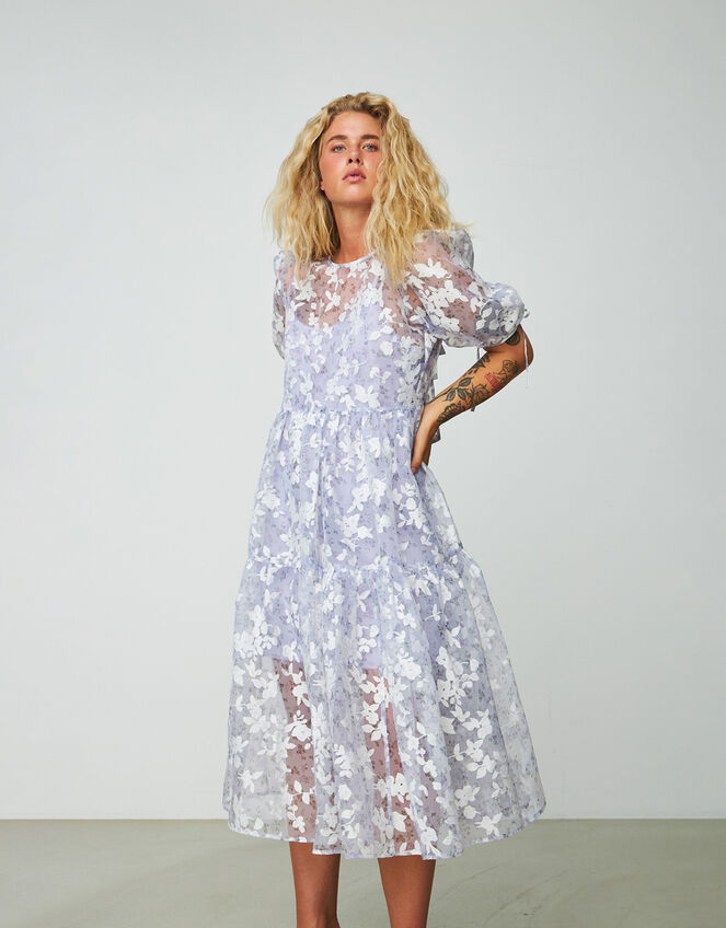 Crās Floral Mesh Dress, Purple (LILAC), large