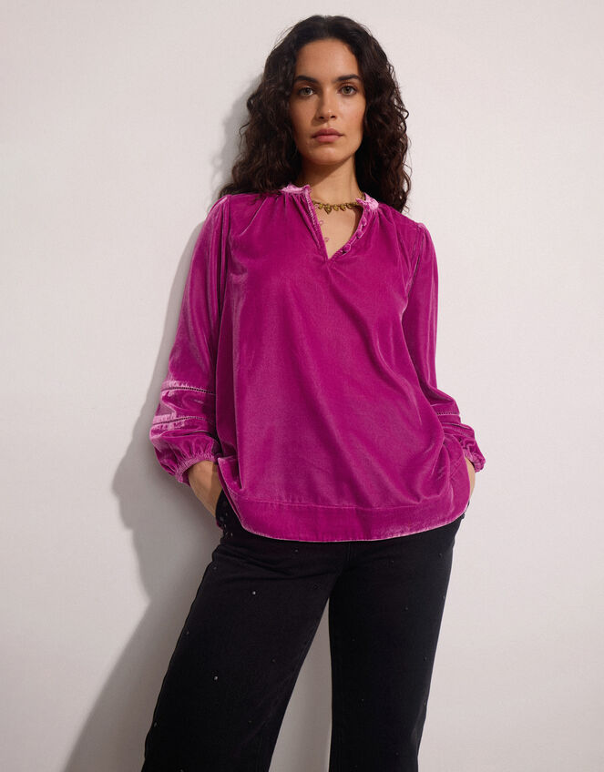 East Coira Velvet Blouse, Pink (PINK), large