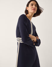 Keli Contrast Stripe Knit Midi Dress, Blue (NAVY), large