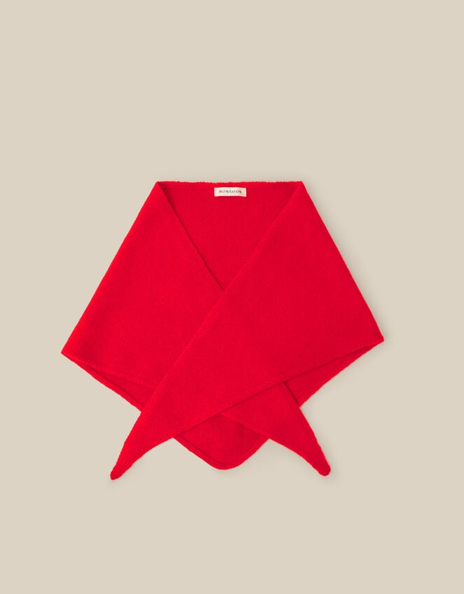 Fae Knitted Triangle Scarf, Red (RED), large