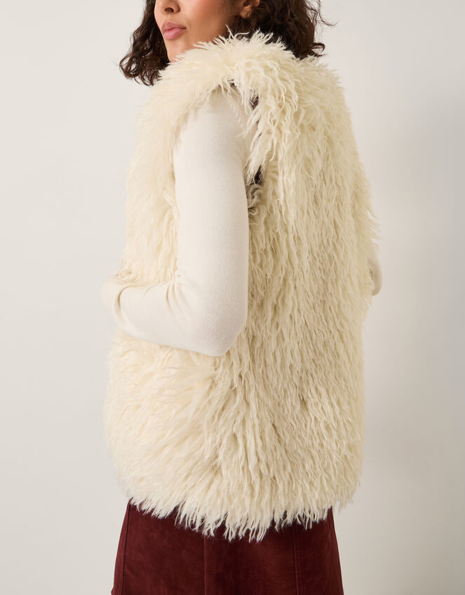 Maeve Shaggy Faux Fur Gilet, Ivory (IVORY), large