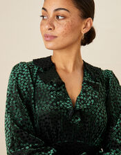 Kim Spot Midi Dress, Green (OLIVE), large