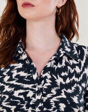Gabi Geometric Print Shirt , Grey (DARK GREY), large