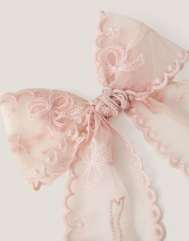 Scallop Lace Bow Hair Clip, , large