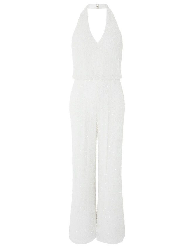 Diana Bridal Embellished Halter Jumpsuit, Ivory (IVORY), large
