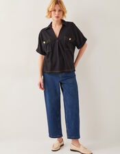 Feyn Short Sleeve Utility Top, Black (BLACK), large