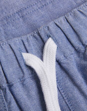 Chambray Drawstring Shorts, Blue (BLUE), large