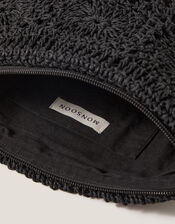 Rory Crochet Zip Pouch, Black (BLACK), large