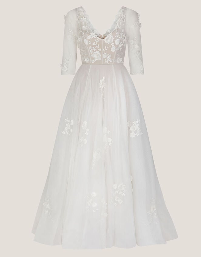 Lucy Embroidered Floral Maxi Wedding Dress, Ivory (IVORY), large