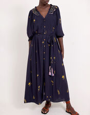 East Miranda Belted Long Sleeve Midi Dress, Blue (NAVY), large