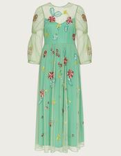 Rosa Embellished Midi Dress, Green (GREEN), large