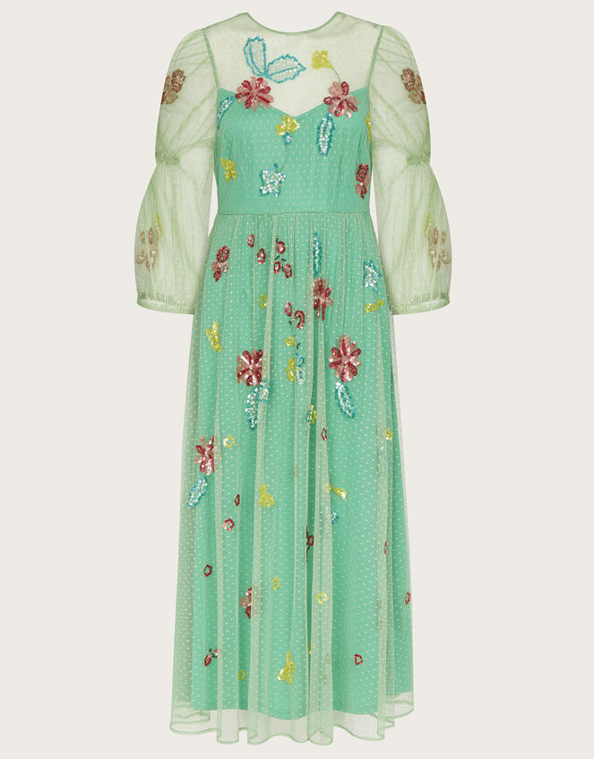Rosa Embellished Midi Dress, Green (GREEN), large
