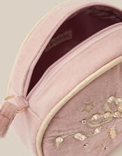 Embellished Velvet Initial Crossbody Bag, Pink (PINK), large
