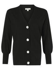 Pearly Button Cardigan, Black (BLACK), large