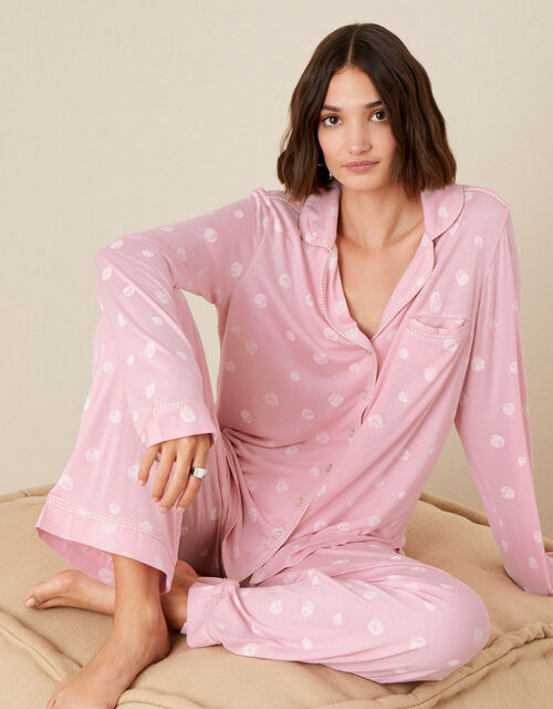Spot Print Pyjama Trousers, Pink (PINK), large