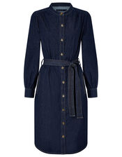 Nieve Denim Midi Dress in Organic Cotton, Blue (DENIM BLUE), large