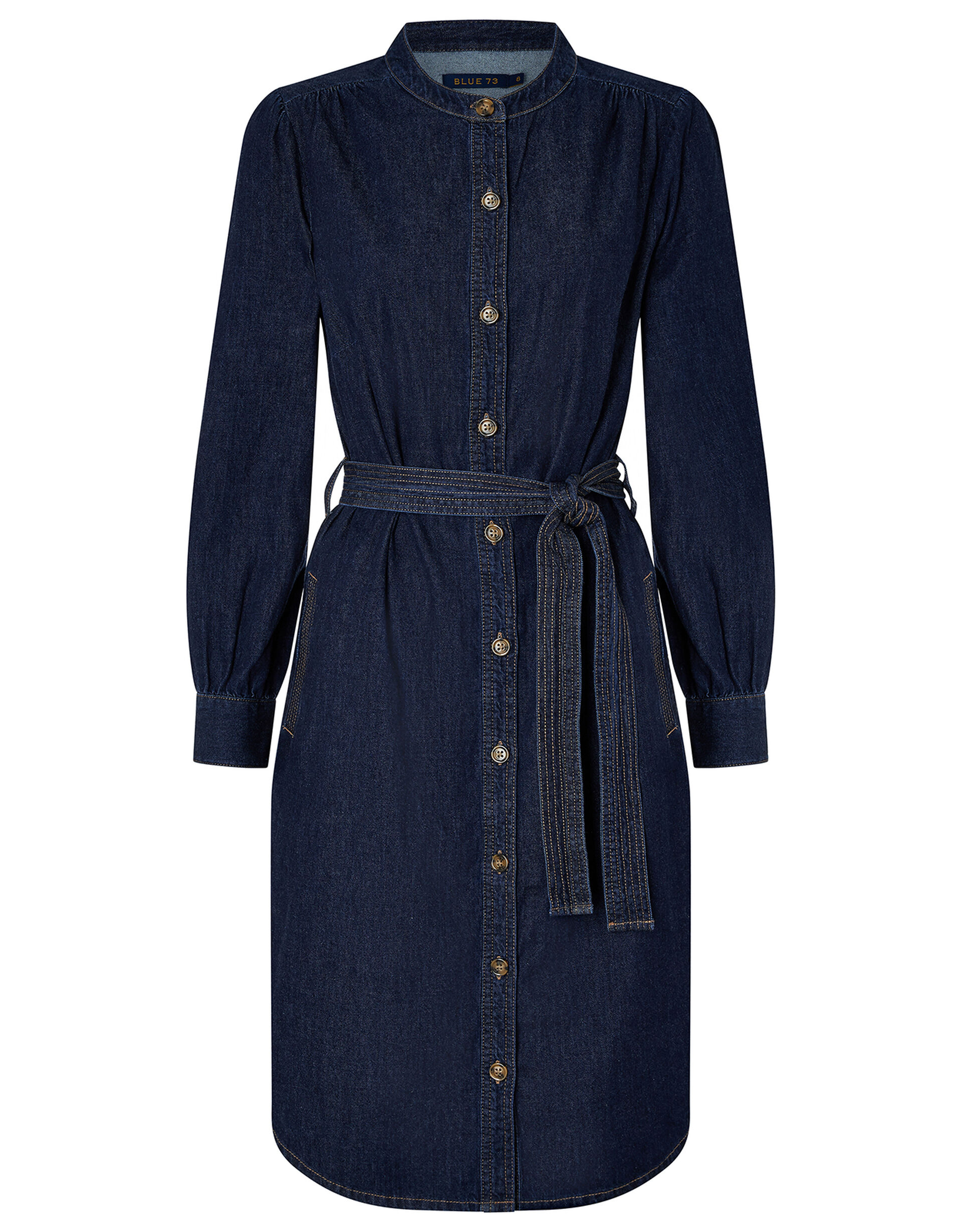 Nieve Denim Midi Dress in Organic Cotton, Blue (DENIM BLUE), large