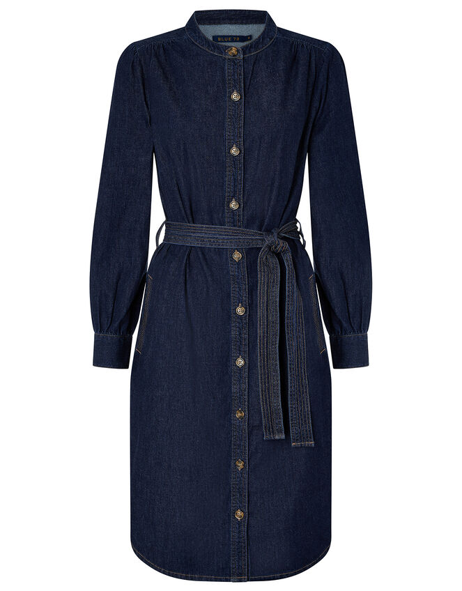 Nieve Denim Midi Dress in Organic Cotton, Blue (DENIM BLUE), large