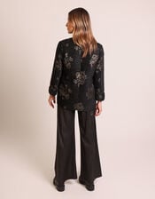 Traffic People Jacquard Boyfriend Jacket, Black (BLACK), large