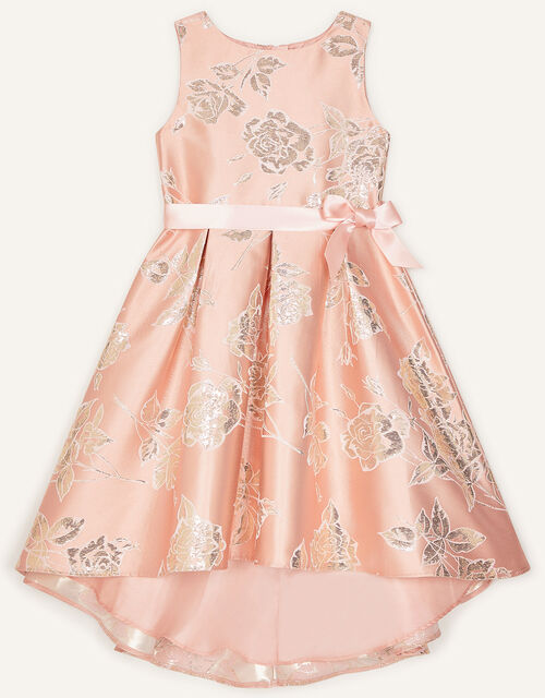 Metallic Floral Jacquard Dress, Pink (PINK), large