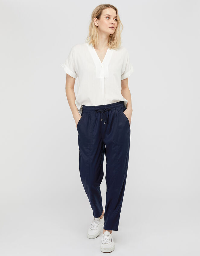 Harriet Tapered Joggers in LENZING™ TENCEL™, Blue (NAVY), large