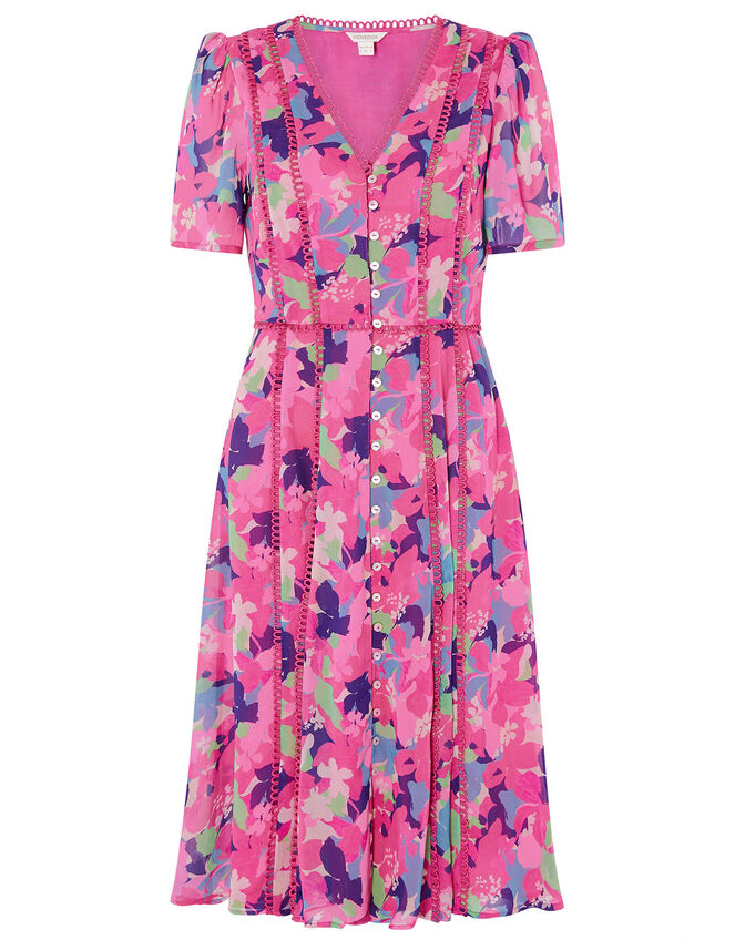 Aluna Floral Dress in Sustainable Viscose, Pink (PINK), large