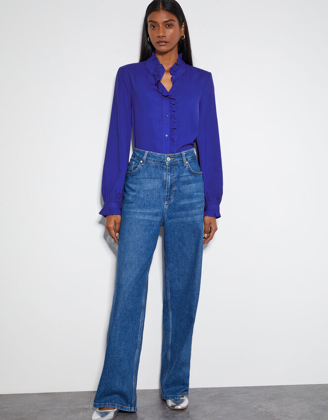 Cecily Ruffle Blouse, Blue (COBALT), large