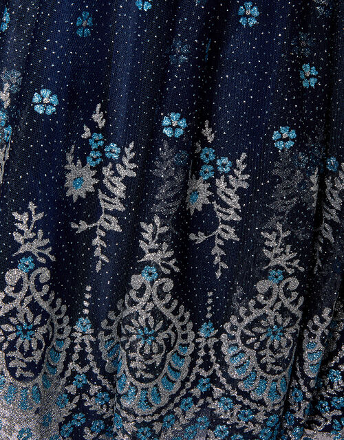 Elspeth Duchess Glitter Dress, Blue (NAVY), large