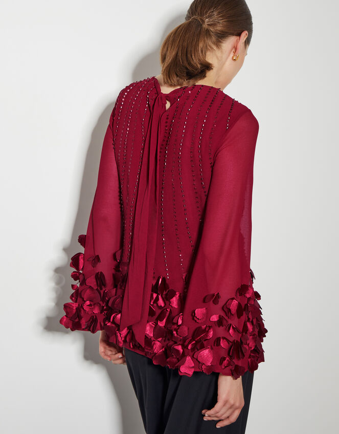 Carly Embellished 3D Petal Top, Red (RED), large