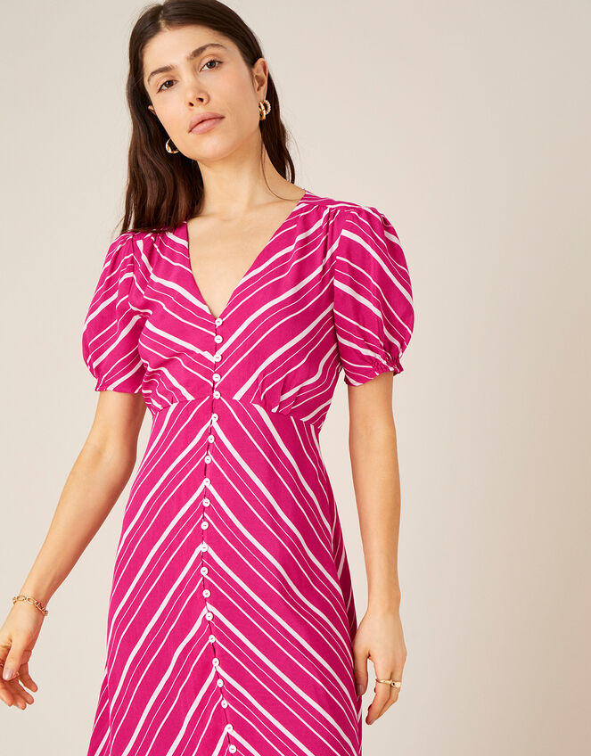Narla Stripe Print Midi Dress , Red (BERRY), large