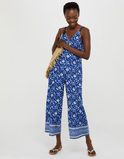 Billie Printed Jumpsuit in LENZING™ ECOVERO™ , Blue (BLUE), large