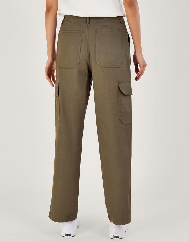 Cotton Twill Cargo Trousers Green