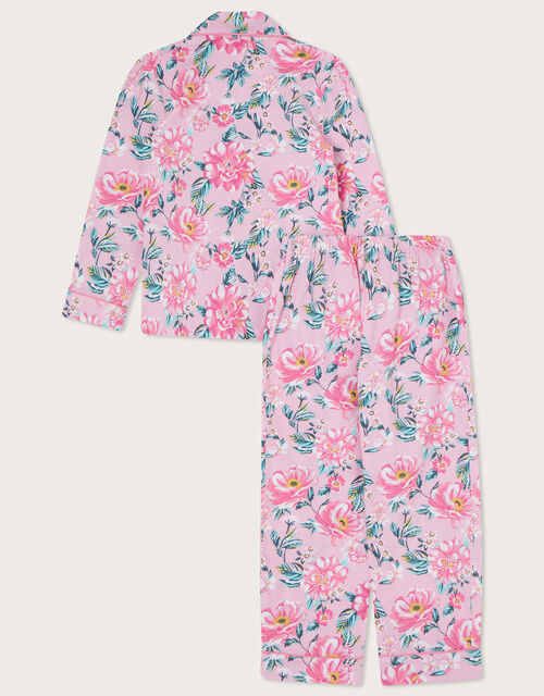 Floral Button Through Pyjama Set, Pink (PINK), large