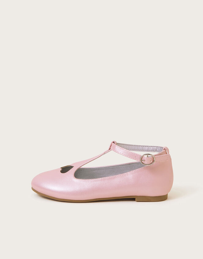 Heart Shimmer T-Strap Ballet Flats, Pink (PINK), large