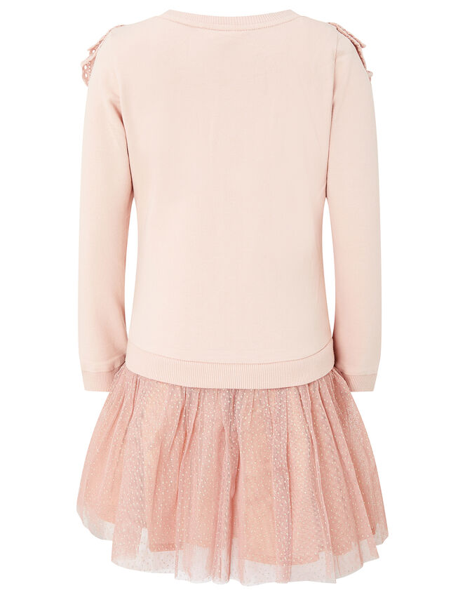 Frill Sweat 2-in-1 Dress, Pink (PINK), large